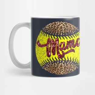 Softball glitter mama leopard print Mug